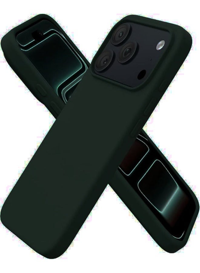 Compatible with iPhone 17 Pro Max Case 6.9", Slim Liquid Silicone Soft Gel Rubber Shockproof Protective Cover with Anti-Scratch Microfiber Lining (Dark Green) - Image 1